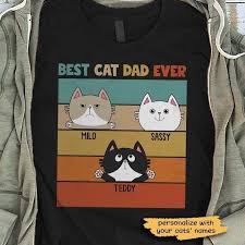 Best Cat Dad Ever Retro Personalized Cat Dad Shirt Trending Custom