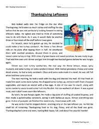 Colouring pages, word searches, crossword puzzles, reading comprehension, descriptive and recount writing and this writing prompt is suitable for third grade, fourth grade and fifth grade students. Thanksgiving Leftovers Fifth Grade Reading Comprehension Worksheet