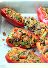 Black Bean Sweet Potato Quinoa Stuffed Bell Peppers Ambitious Kitchen Recipe Stuffed Peppers Vegetarian Recipes Whole Food Recipes
