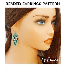 Mint Leaf Earrings Pattern Small Beaded Earrings Design Seed Bead Schema  Leaves Pattern for Beading DIY Jewelry Making Brick Stitch Pdf
