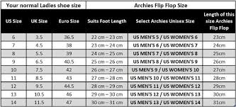 Size Guide Archies Footwear United States
