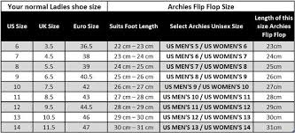 size guide archies footwear united states