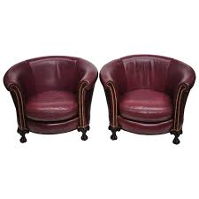 Check spelling or type a new query. Old Hickory Tannery Burgundy Leather Ball And Claw Round Club Lounge Chairs Pair At 1stdibs
