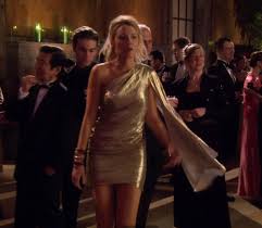Serena Van Der Woodsen Gossip Girl Gold One Shoulder Dress