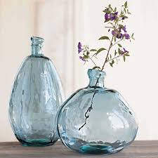 Beach House Essentials That Work Year Round Recycled Glass Vases Blue Glass Vase Vases Decor