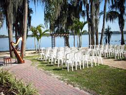 Wedding Ceremony Set Up At Paradise Cove Lake Buena Vista Orlando This Is One Of The Most Popular Weddi Wedding Ceremony Music Paradise Cove Orlando Wedding