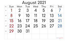 The year 2021 is a common year, with 365 days in total. August 2021 Printable Calendar With Week Numbers Free Premium Printable Calendar Template Calendar Template Calendar Printables