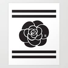 coco camelia fashion art illustration print classy home decor black white wall art prints art print by oneblurpictures ヴィンテージラベル イラスト 茶花
