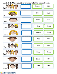 Matching Subject Pronouns Verbs Subject Verb Agreement Worksheet In 2020 Subject And Verb Subject Verb Agreement Subject Verb Agreement Activities