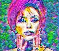 Madalina ghenea, vistoso, amarillo, cehenot, verde, actriz, pintura,  rostro, Fondo de pantalla HD