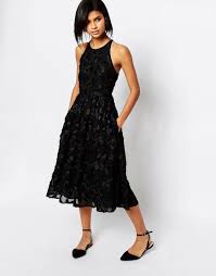 Whistles Applique Textured Midi Dress In Black At Asos Com Dresses Midi Dress Outfits