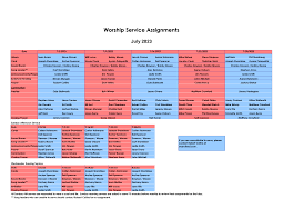 Worship Service Assignments