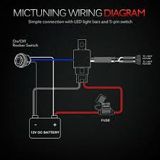 It is important to also read the directions that come with your particular light switch because there may be something different about the one you purchased. 12ft 60a Led Light Bar Relay Wiring Harness 600whd 5pin Rocker Switch Blue Led Ebay