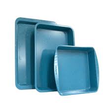Casaware 3pc Blue Granite Baking Set Cookie Jelly Roll Rectangular Square Cake Pan Read More At The Image Link T Bakeware Set Square Cake Pans Baking Set
