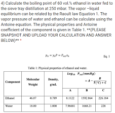 Determining the chemical formula from. 4 Calculate The Boiling Point Of 60 Vol Ethanol In Chegg Com
