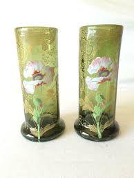 Paire De Vases Emailles Legras Montjoye St Denis Art Nouveau Les Arts Verre Antique Art Decoratif