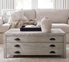 Inspired by the pottery barn benchwright coffee table, this step by step plan shows you how to build your own for a fraction of retail cost. Architect S 44 Reclaimed Wood Coffee Table Pottery Barn