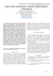 Platform for a revamp in the malaysian preschool education. Pdf Creative Thinking Among Preschool Children