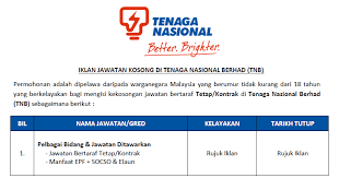 Tenaga nasional berhad is also known as tenaga nasional or tnb. Permohonan Jawatan Kosong Di Tenaga Nasional Berhad Tnb Pelbagai Kekosongan Jawatan Ditawarkan