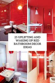 Bathroom red and black bathroom decor white floating vanity with. 25 Uplifting And Waking Up Red Bathroom Decor Ideas Shelterness