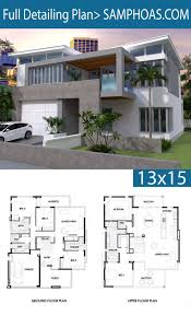 4 Bedrooms House Plan 13x15m Samphoas Plansearch Modern House Plans 4 Bedroom House Plans House Plans