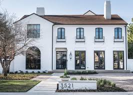 Black And White Spanish Style Home Exterior White Brick Black Windows Doors Railings Fixtures Mediterranean Homes Modern Mediterranean Homes Mediterranean Style Homes