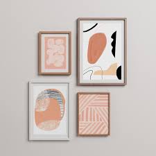 Peach Pink Wall Set Boho Decor Set Of 4 Prints Mid Century Etsy In 2020 Boho Wall Art Printable Wall Art Abstract Wall Art