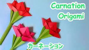 母の日折り紙 平面カーネーション3の作り方音声解説付 origami carnation tutorial youtube 母の日カード 母の日 手作り カード 折り紙 花