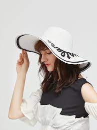 White Letter Patch Wide Brim Straw Hat Shein Sheinside Wide Brim Straw Hat Hats Straw Hat