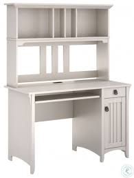 Bush furniture salinas mission desk with hutch, lateral file cabinet and 5 shelf bookcase in antique white. Salinas Antique White Mission Desk With Hutch From Bush My72208 03 Coleman Furniture