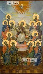 Евангельский сюжет, изображенный на иконе, подтверждает подлинность события, ежегодно вспоминаемого всеми верующими людьми. Soshestvie Svyatogo Duha Pyatidesyatnica Ikona Pechatnaya Na Derevyannoj Doske