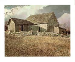The Old New Jersey Stone Barn From The Back Painted By Eric Sloane For The Book I Remember America Barn Painting Back Painting Covered Bridge Painting