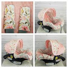 Pink And Peach Floral Baby Car Seat Cover Custom Order Baby Car Seats Infant Car Seat Cover Baby Car