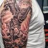 Awesome grey ink guardian angle tattoo. 1