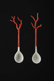 Ottoman Empire Turkey Sherbert Spoons Coral Silver Shell C 19th C Ceramic Spoons Spoon Ottoman