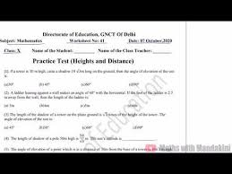 Class 10 maths notes according to fbise syllabus. Doe Class 10 Maths Worksheet 41 Date 07 10 2020 English Medium Practice Question Height Distance Youtube