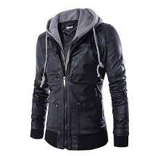 Men S Clothing Jackets Coats Leather Faux Leather Men S Faux Leather Jacket Hooded Casual Mot Leather Jacket Faux Leather Jacket Men Jackets Men Fashion