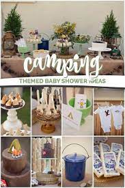 A Rustic Chic Boy S Camping Themed Baby Shower Camping Baby Shower Theme Wilderness Baby Shower Boy Baby Shower Themes