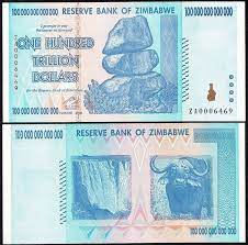 That's right, a 100 trillion bill that is worth maybe 50 cents at face value goes all the way down to $1. Zimbabwe 100 Trillion Dollars Banknote 2008 P 91za Unc Replacement