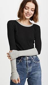 cuffed crew neck top