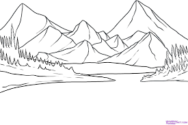 Place a couple of trees in the landscape for depth. How To Draw A Lake Step By Step Landscapes Landmarks Places Free Online Drawing Tutorial Added By Da Mountain Drawing Mountain Sketch Landscape Drawings
