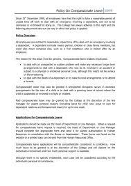 Date of payment of wages: Policy On Compassionate Leave