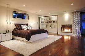 Spacious And Stylish Basement Bedroom With Fireplace Contemporary Bedroom Basement Bedrooms Basement Master Bedroom