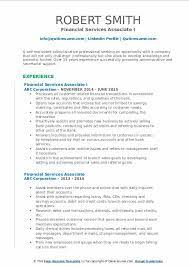 Robert half financial services are recruiting for financial associate role within a global broker. Financial Services Associate Resume Samples Qwikresume