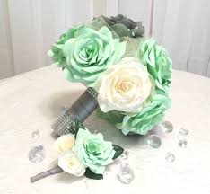 Bridesmaids posy pink ivory mint green roses pearls artificial wedding flowers. Elegant Handmade Filter Paper Roses In Mint Green Ivory And Grey Can Be Made In Colors Of Wedding Mint Green Mint Green Flowers Paper Flowers Wedding Bouquet
