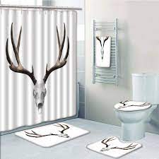 Great savings & free delivery / collection on many items. Prtau A Deer Skull Skeleton Head Bone Halloween Weathered Hunter Collection 5 Piece Bathroom Set Shower Curtain Bath Towel Bath Rug Contour Mat And Toilet Lid Cover Walmart Com Walmart Com
