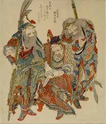 Katsushika Hokusai Three Great Warriors Of Shuhan Guan Yu Liu Bei And Zhang Fei Looking At A Handscroll With A Poem By Kum Harvard Art Museum Art Hokusai