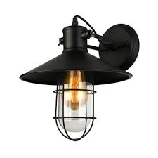 Nautical Style Railroad Shade Sconce With Wire Guard Metal Single Light Wall Sconce In Black 11 Hx10 W Takeluckhome Com