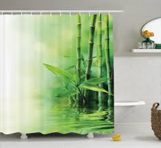 Asian Bamboo Reflection On Water Japanese Decorative Zen Spa Shower Curtain Set Spa Bathroom Decor Bathroom Decor Printed Shower Curtain