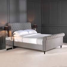New Grey Premium Linen Chesterfield Upholstered Bed Double King Super King Ebay Upholstered Sleigh Bed Chesterfield Bed Upholstered Bedroom